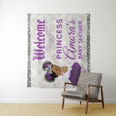 Koninklijke Afrikaanse Prinses Paars & Zilver Acht Wandkleed (In situ)