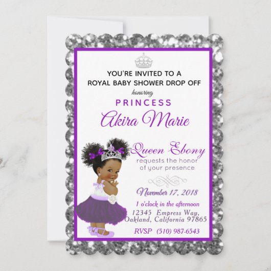 Koninklijke Afrikaanse Prinses Paars|Zilver Glitte Kaart (Voorkant)