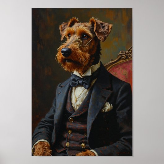 Koninklijke Airedale Terrier Portret Poster (Voorkant)
