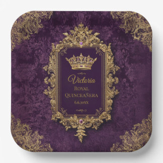 Koninklijke Amethyst Quinceañera, op maat gemaakt Papieren Bordje