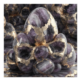 Koninklijke Amethyst & Vloeibare Goud Geode: Luxe Foto Afdruk