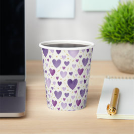 Koninklijke Amethyst Waterverf Harten & Gouden Acc Papieren Bekers