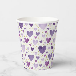 Koninklijke Amethyst Waterverf Harten & Gouden Acc Papieren Bekers