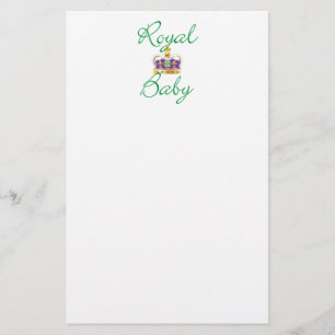 Koninklijke Baby met Paarse en goudklijke kroon Briefpapier
