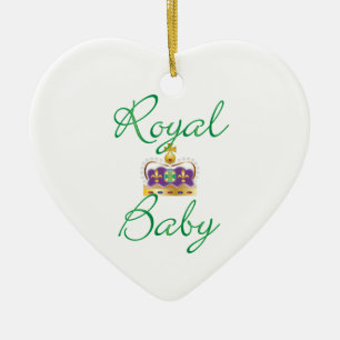 Koninklijke Baby met Paarse en goudklijke kroon Keramisch Ornament