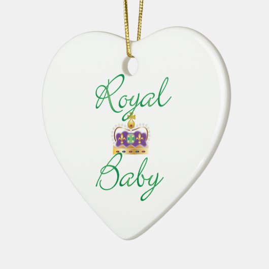 Koninklijke Baby met Paarse en goudklijke kroon Keramisch Ornament (Links)