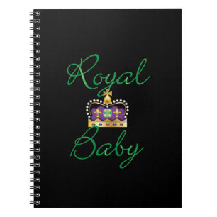 Koninklijke Baby met Paarse en goudklijke kroon Notitieboek