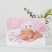 Koninklijke Baby roze met aankondiging van geboort (Staand voorkant)