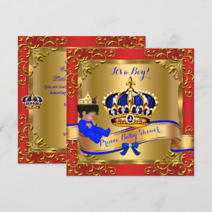 Koninklijke Baby Shower Jongen Rood Blauw Goud 4 Kaart