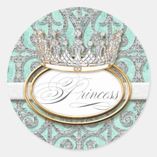 Koninklijke Baby shower Sticker van prinses Crown  (Voorkant)