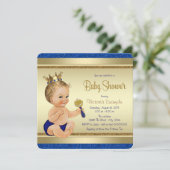 Koninklijke babyjongen blauw gouden prins baby sho kaart (Staand voorkant)