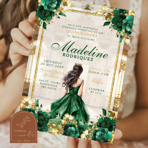 Koninklijke Balzaal Smaragdgroene Quinceanera Kaart