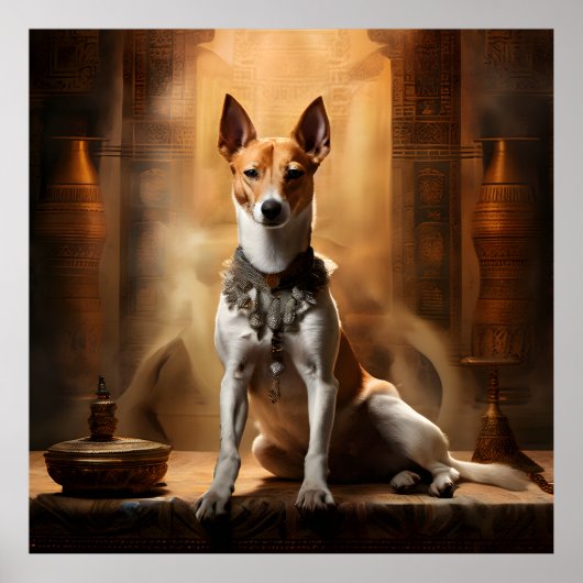 Koninklijke Basenji in de Egyptische piramide Poster (Voorkant)