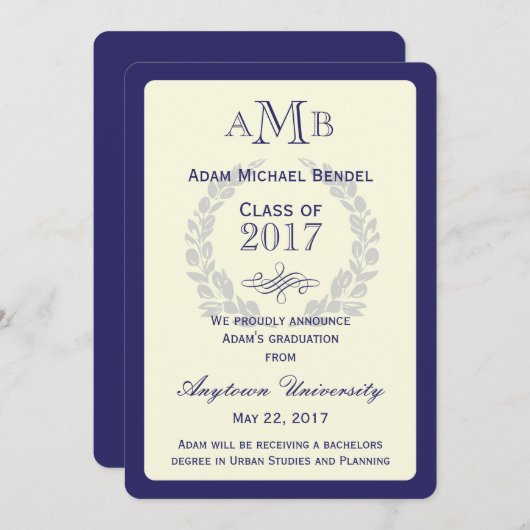 koninklijke bekendmaking van het Afstuderen Royal  Aankondiging (Voorkant / Achterkant)