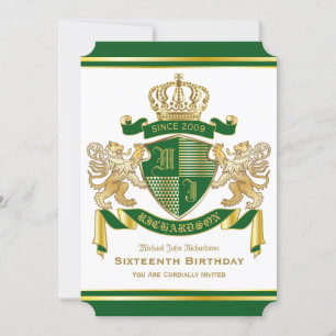 Koninklijke Birthday Coat of Arms Green Gold Lion  Kaart