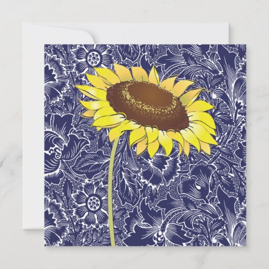 Koninklijke Blauw en Gele Zonnebloemen sparen de D Save The Date (Achterkant)