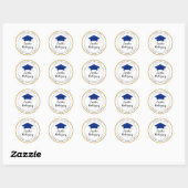 Koninklijke Blauw Geel Goud Graduatie Cap Seal Ronde Sticker (Vel)