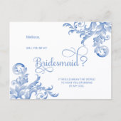 Koninklijke Blauwe Bloei Wil Je Mijn Bruidsmeisje  Uitnodiging Briefkaart (Voorkant)