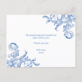 Koninklijke Blauwe Bloei Wil Je Mijn Bruidsmeisje  Uitnodiging Briefkaart (Achterkant)