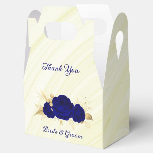 koninklijke blauwe bloemen goudblad marmer bedankdoosjes (Geopend)