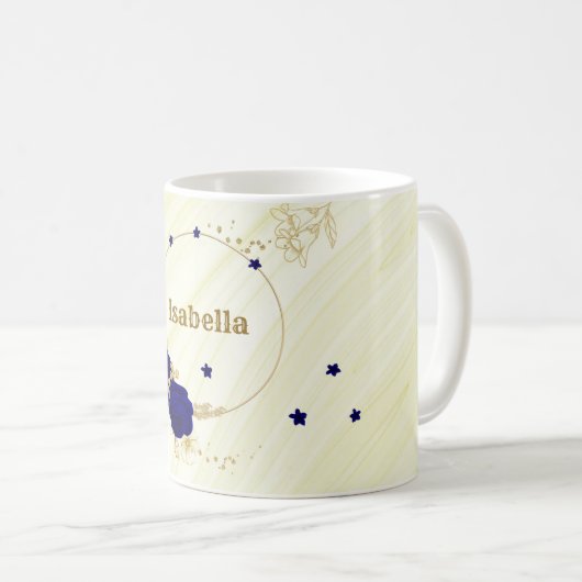 koninklijke blauwe bloemen goudblad marmer koffiemok (Voorkant rechts)