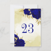 Koninklijke blauwe bloemen gouden bladeren tafelnu kaart (Achterkant)