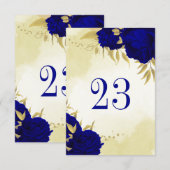 Koninklijke blauwe bloemen gouden bladeren tafelnu kaart (Voorkant / Achterkant)