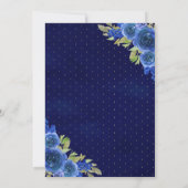 Koninklijke Blauwe Bloemen Jurk Vlinder Quinceaner Kaart (Achterkant)