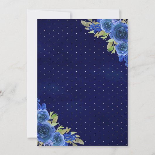 Koninklijke Blauwe Bloemen Jurk Vlinder Quinceaner Kaart (Achterkant)