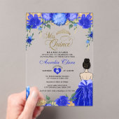 Koninklijke Blauwe Bloemen Prinses Mis Quince Quin Acryl Uitnodigingen (Insitu (Draagbaar))