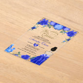 Koninklijke Blauwe Bloemen Prinses Mis Quince Quin Acryl Uitnodigingen (Laagn)