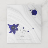 koninklijke blauwe bloemen zilver plaatskaartje (Buitenkant ongevouwen)