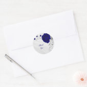 koninklijke blauwe bloemen zilver verblad marmer k ronde sticker (Envelop)