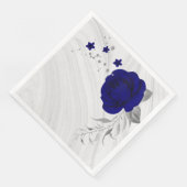 koninklijke blauwe bloemen zilver verblad marmer p servet (Hoek)