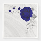 koninklijke blauwe bloemen zilver verblad marmer p servet (Voorkant)