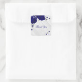 koninklijke blauwe bloemen zilverblad marmer dank  vierkante sticker (Tas)