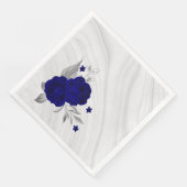 koninklijke blauwe bloemen zilverblad marmer servet (Hoek)