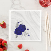 koninklijke blauwe bloemen zilverblad marmer servet (Insitu)