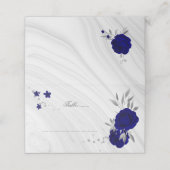 koninklijke blauwe bloemen zilverbladeren plaatskaartje (Buitenkant ongevouwen)