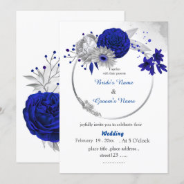 Koninklijke Blauwe Bloemen Zilveren Bloemen Krans  Kaart