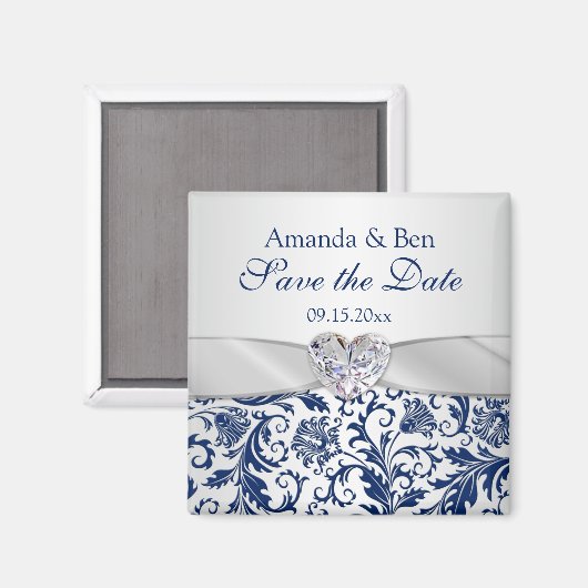 Koninklijke blauwe bloemenwervelingen Save the Dat Magneet (Voorkant / Achterkant)