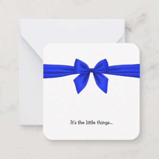 Koninklijke Blauwe Bow Mini Hartelijk dank Notitiekaartje (Voorkant)