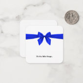 Koninklijke Blauwe Bow Mini Hartelijk dank Notitiekaartje (Voorkant / Achterkant in situ)