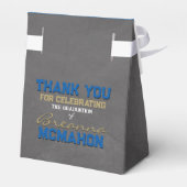 Koninklijke Blauwe & Bronzen Chalkboard Gradu Gesc Bedankdoosjes (Achterkant)