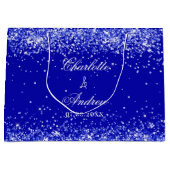 Koninklijke blauwe bruidegom bruiloft groot cadeauzakje (Voorkant)