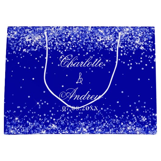 Koninklijke blauwe bruidegom bruiloft groot cadeauzakje (Voorkant)