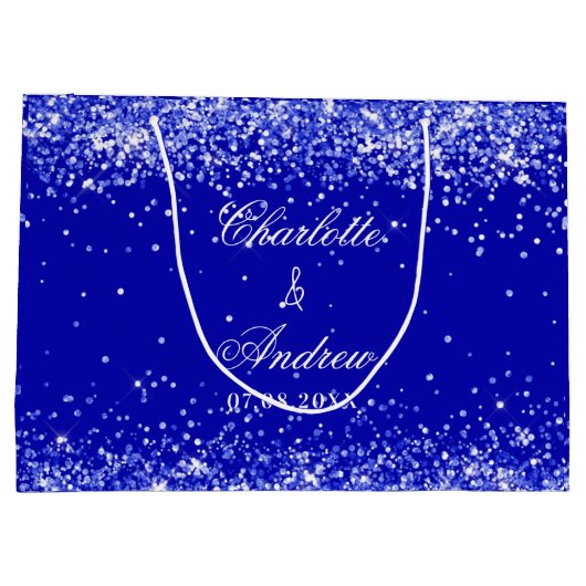 Koninklijke blauwe bruidegom bruiloft groot cadeauzakje (Achterkant)