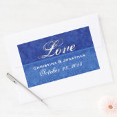 Koninklijke Blauwe Bruiloft Liefde Damast en Lint Rechthoekige Sticker (Envelop)