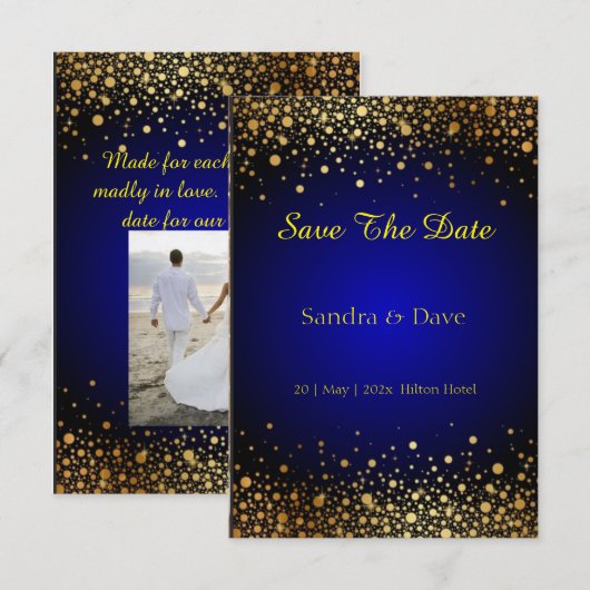 Koninklijke Blauwe bruiloft Sparen de foto van de  Save The Date (Voorkant / Achterkant)