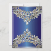 Koninklijke blauwe bruiloft uitnodiging met diaman (Achterkant)